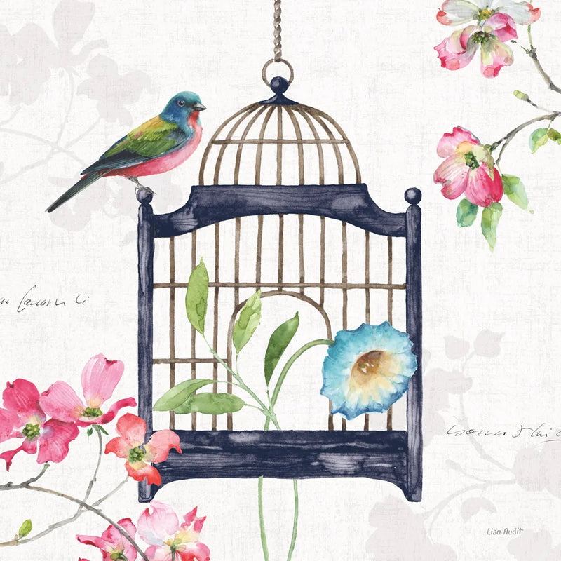 Dogwood Garden V Navy by Lisa Audit. SKU 56035a. Archival Giclee Fine art print for wall decor.