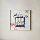 Dogwood Garden V Navy by Lisa Audit. Shown in a crisp white glass frame for a clean and minimalist style. Available as an archival giclee rolled canvas, fine art paper, or poster print. SKU 56035a.