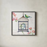 Dogwood Garden VI Navy by Lisa Audit. Shown in a sleek black glass frame for a contemporary gallery look. Available as an archival giclee rolled canvas, fine art paper, or poster print. SKU 56036a.