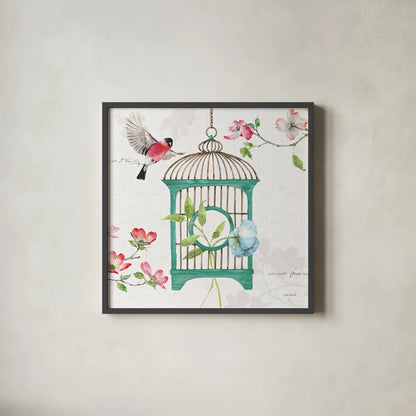 Dogwood Garden VII by Lisa Audit. Shown in a sleek black glass frame for a contemporary gallery look. Available as an archival giclee rolled canvas, fine art paper, or poster print. SKU 34769a.