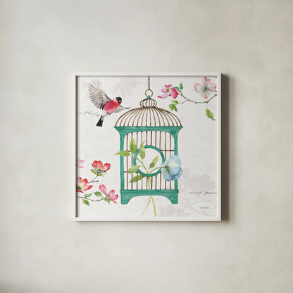 Dogwood Garden VII by Lisa Audit. Shown in a crisp white glass frame for a clean and minimalist style. Available as an archival giclee rolled canvas, fine art paper, or poster print. SKU 34769a.