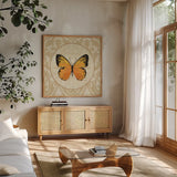 End of Summer V by Lisa Audit. Shown in a natural wood frame in a cozy modern living room. Available as an archival giclee rolled canvas, fine art paper, or poster print. SKU 9072a.