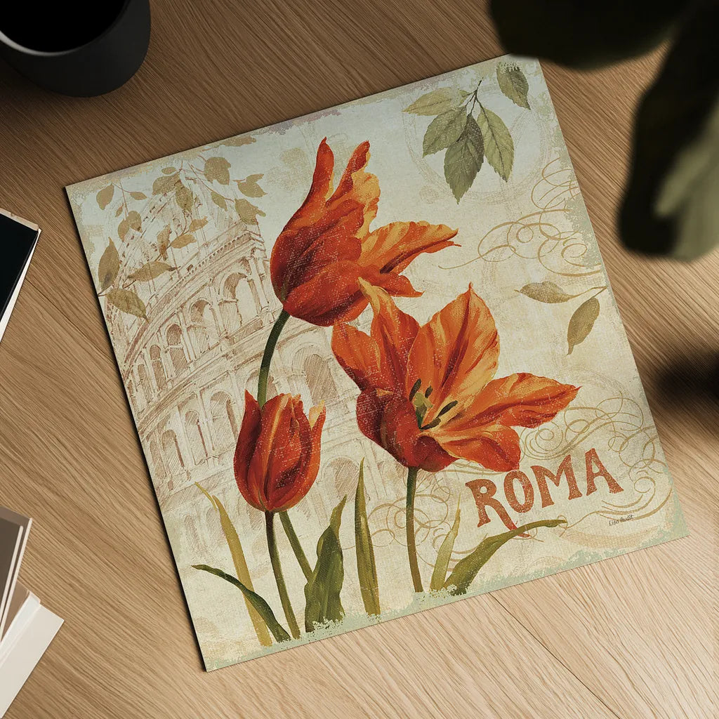 European Flowers I by Lisa Audit. Shown as a detailed flat fine art print, highlighting archival giclee quality. Available as an archival giclee rolled canvas, fine art paper, or poster print. SKU 11699a.