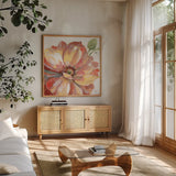 Fall Meadow VI by Lisa Audit. Shown in a natural wood frame in a cozy modern living room. Available as an archival giclee rolled canvas, fine art paper, or poster print. SKU 55392a.