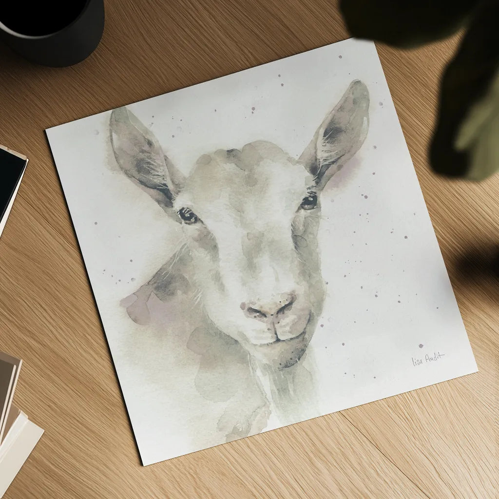 Farm Friends I Neutral by Lisa Audit. Shown as a detailed flat fine art print, highlighting archival giclee quality. Available as an archival giclee rolled canvas, fine art paper, or poster print. SKU 39927a.