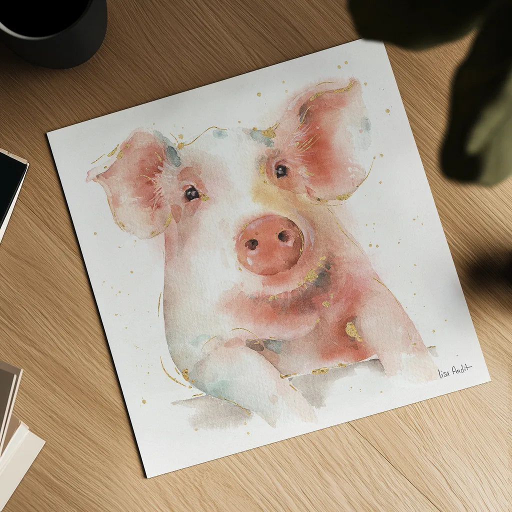 Farm Friends III by Lisa Audit. Shown as a detailed flat fine art print, highlighting archival giclee quality. Available as an archival giclee rolled canvas, fine art paper, or poster print. SKU 26534a.