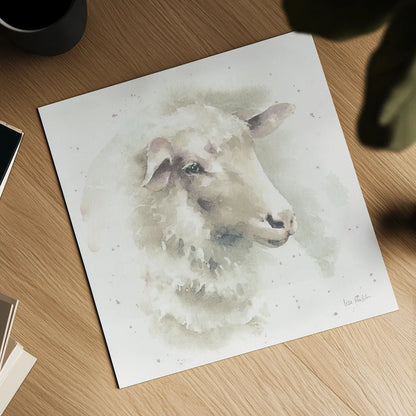 Farm Friends IV Neutral by Lisa Audit. Shown as a detailed flat fine art print, highlighting archival giclee quality. Available as an archival giclee rolled canvas, fine art paper, or poster print. SKU 39929a.