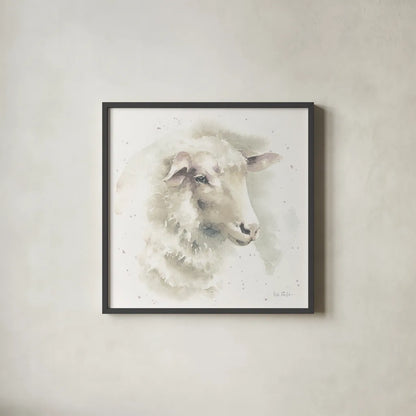 Farm Friends IV Neutral by Lisa Audit. Shown in a sleek black glass frame for a contemporary gallery look. Available as an archival giclee rolled canvas, fine art paper, or poster print. SKU 39929a.