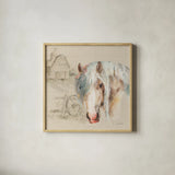 Farm Friends IV on Burlap by Lisa Audit. Shown in a natural wood glass frame for a timeless modern aesthetic. Available as an archival giclee rolled canvas, fine art paper, or poster print. SKU 101478a.