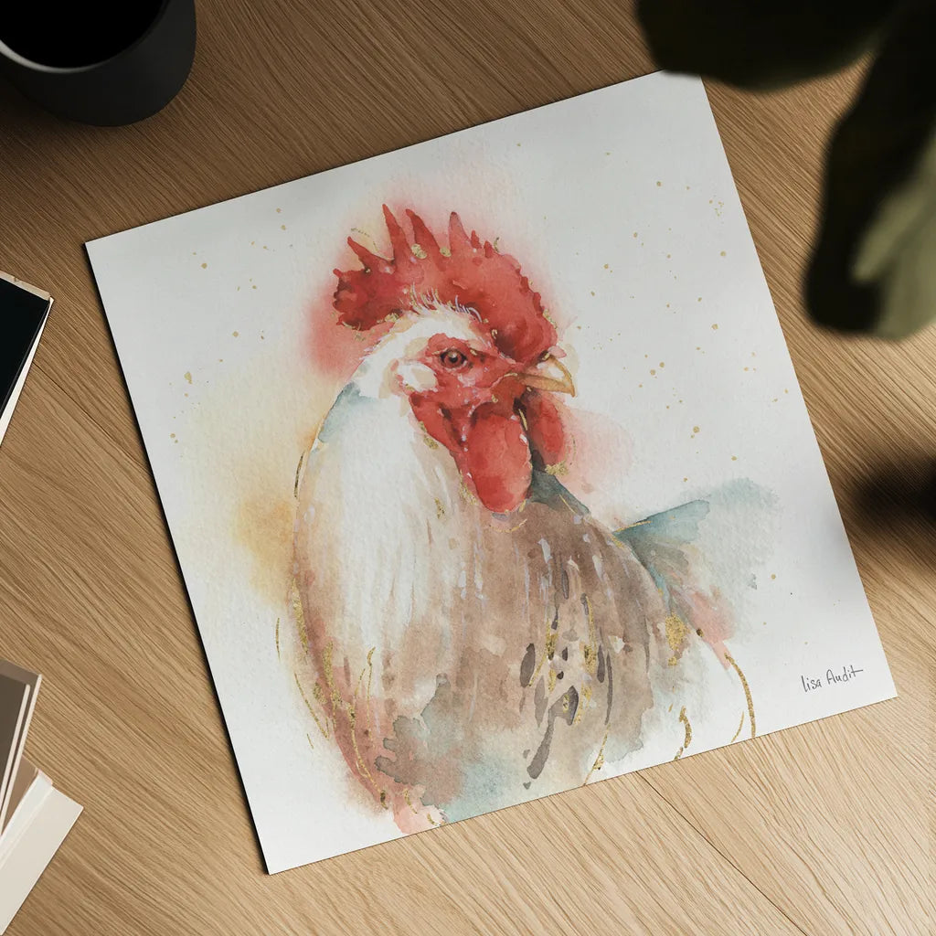 Farm Friends V by Lisa Audit. Shown as a detailed flat fine art print, highlighting archival giclee quality. Available as an archival giclee rolled canvas, fine art paper, or poster print. SKU 26536a.