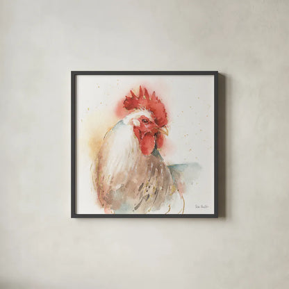Farm Friends V by Lisa Audit. Shown in a sleek black glass frame for a contemporary gallery look. Available as an archival giclee rolled canvas, fine art paper, or poster print. SKU 26536a.