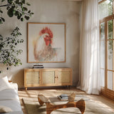 Farm Friends V by Lisa Audit. Shown in a natural wood frame in a cozy modern living room. Available as an archival giclee rolled canvas, fine art paper, or poster print. SKU 26536a.