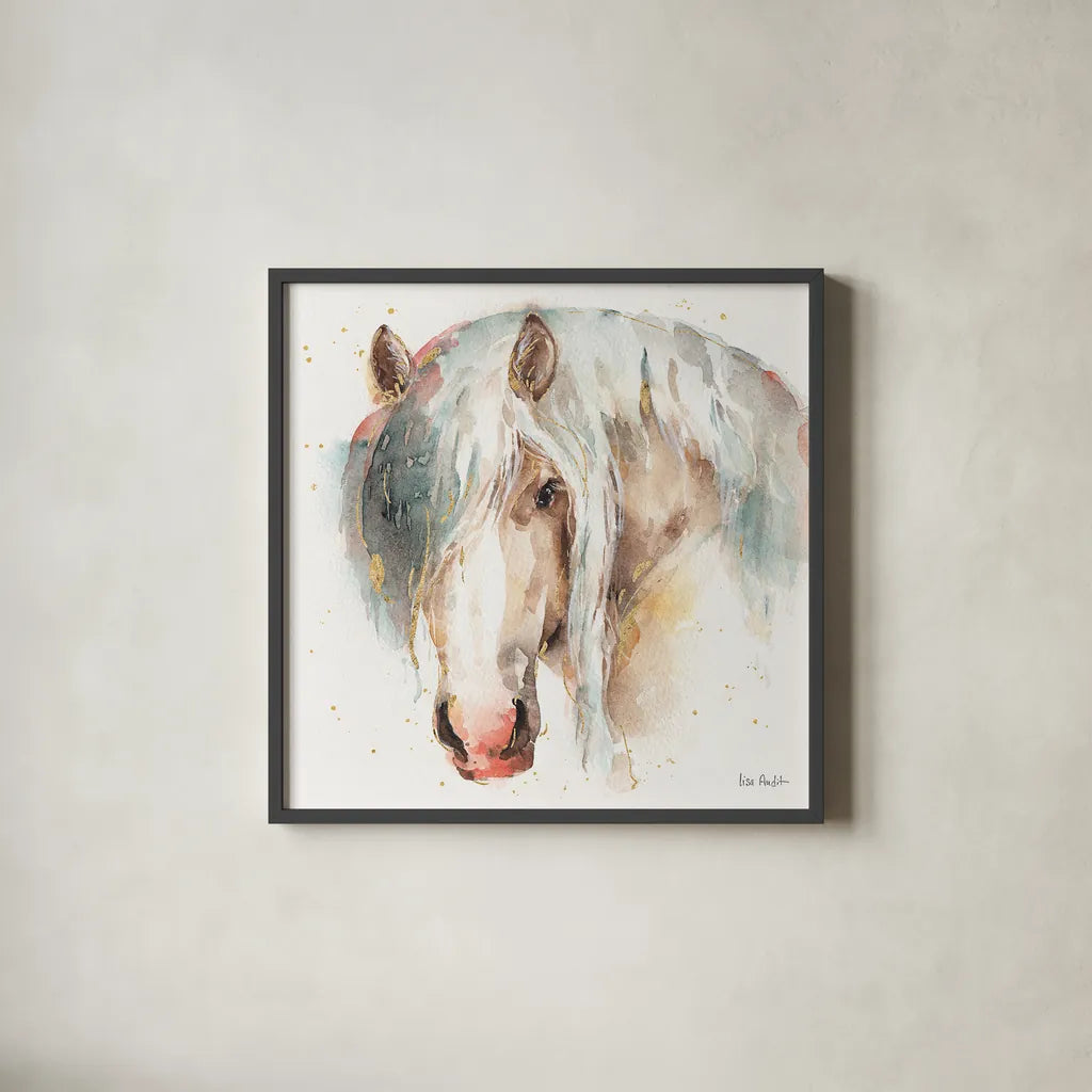 Farm Friends VI by Lisa Audit. Shown in a sleek black glass frame for a contemporary gallery look. Available as an archival giclee rolled canvas, fine art paper, or poster print. SKU 26537a.