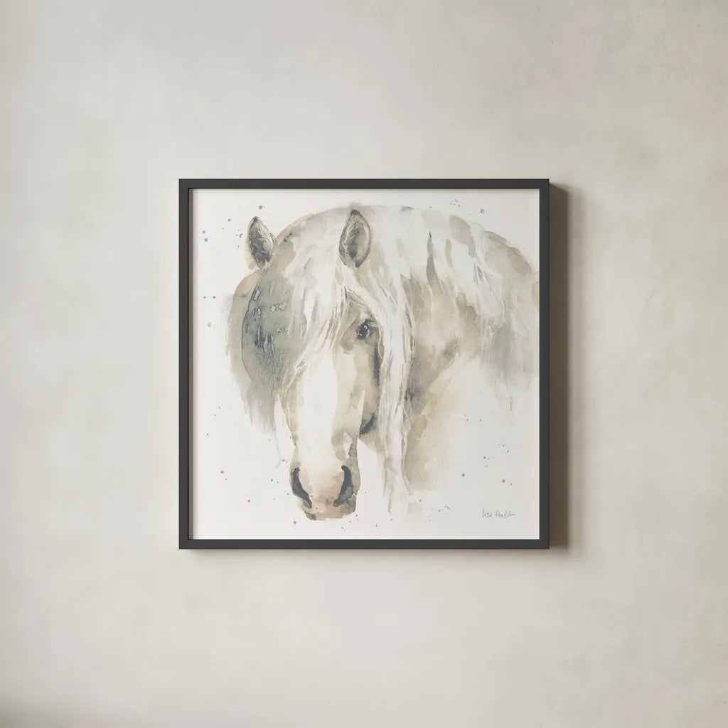 Farm Friends VI Neutral by Lisa Audit. Shown in a sleek black glass frame for a contemporary gallery look. Available as an archival giclee rolled canvas, fine art paper, or poster print. SKU 39930a.