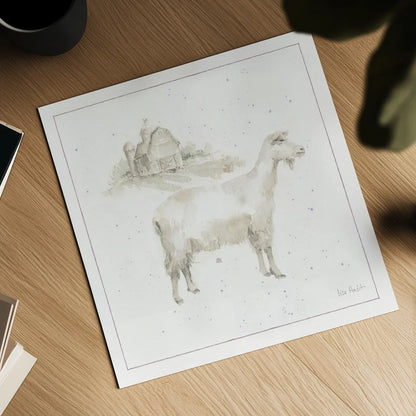 Farm Friends VII Neutral by Lisa Audit. Shown as a detailed flat fine art print, highlighting archival giclee quality. Available as an archival giclee rolled canvas, fine art paper, or poster print. SKU 39931a.