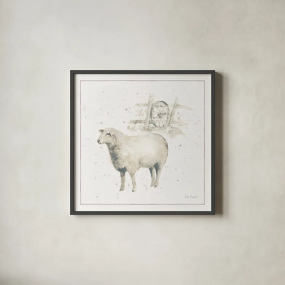 Farm Friends X Neutral by Lisa Audit. Shown in a sleek black glass frame for a contemporary gallery look. Available as an archival giclee rolled canvas, fine art paper, or poster print. SKU 39933a.