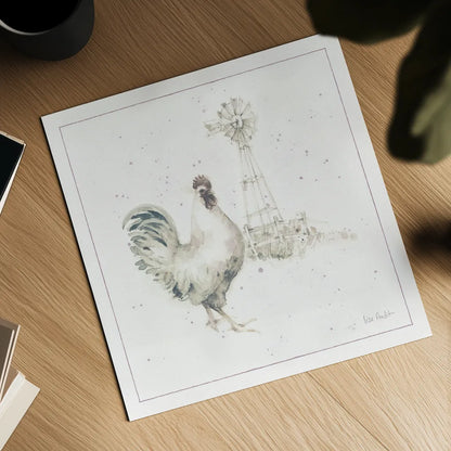 Farm Friends XI Neutral by Lisa Audit. Shown as a detailed flat fine art print, highlighting archival giclee quality. Available as an archival giclee rolled canvas, fine art paper, or poster print. SKU 39934a.