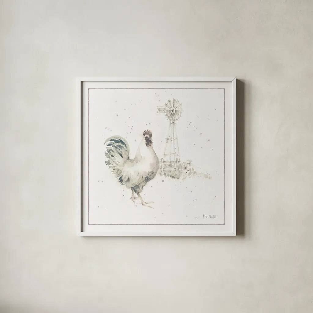 Farm Friends XI Neutral by Lisa Audit. Shown in a crisp white glass frame for a clean and minimalist style. Available as an archival giclee rolled canvas, fine art paper, or poster print. SKU 39934a.