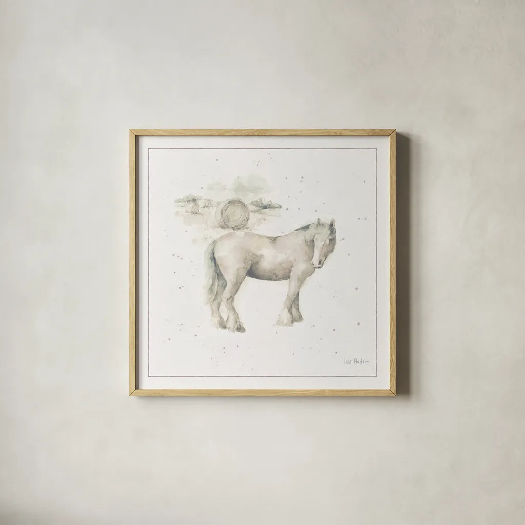 Farm Friends XII Neutral by Lisa Audit. Shown in a natural wood glass frame for a timeless modern aesthetic. Available as an archival giclee rolled canvas, fine art paper, or poster print. SKU 39935a.