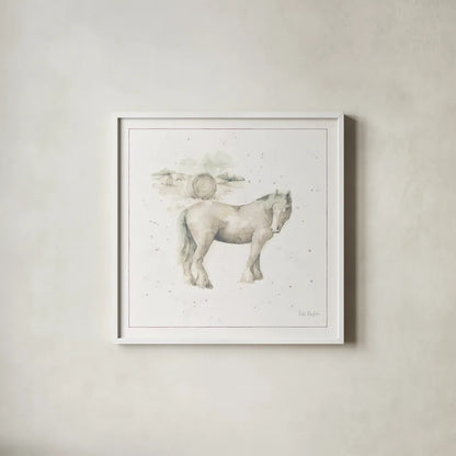 Farm Friends XII Neutral by Lisa Audit. Shown in a crisp white glass frame for a clean and minimalist style. Available as an archival giclee rolled canvas, fine art paper, or poster print. SKU 39935a.