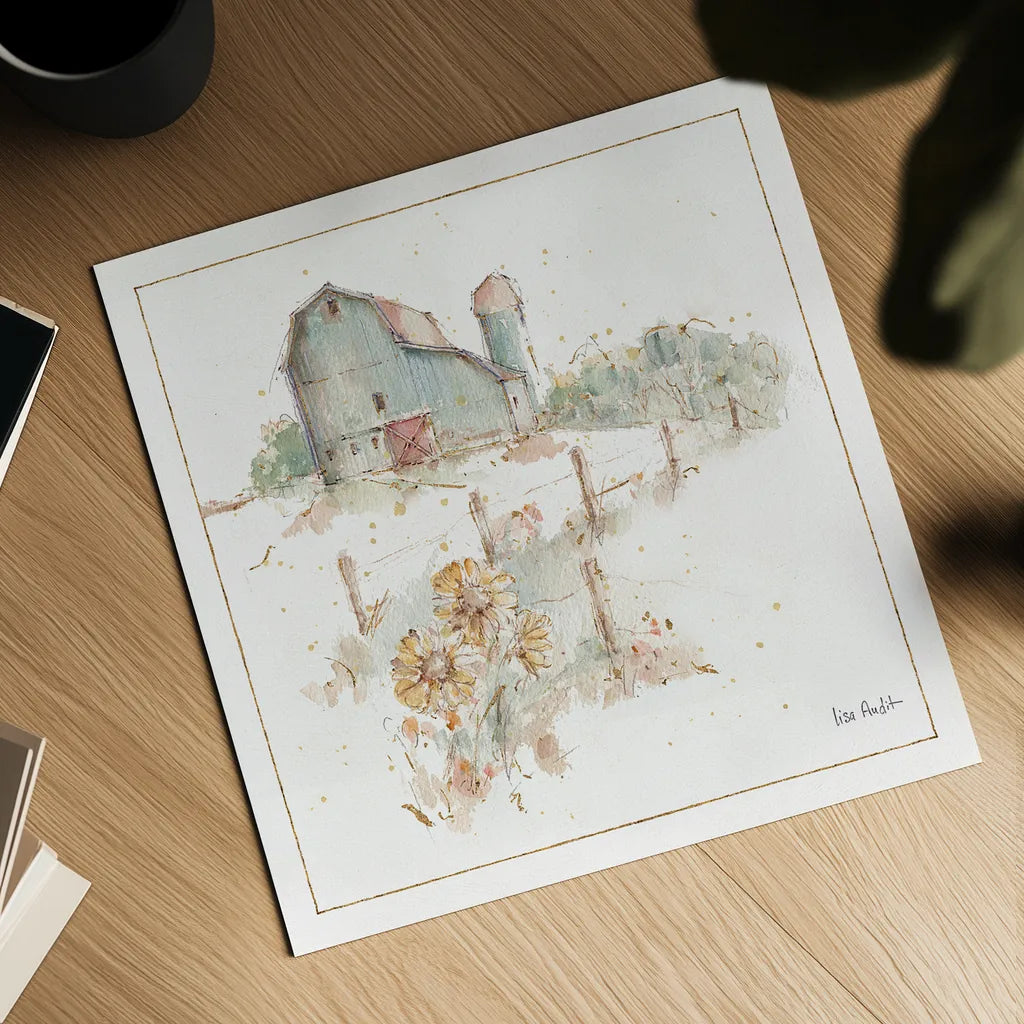 Farm Friends XIV by Lisa Audit. Shown as a detailed flat fine art print, highlighting archival giclee quality. Available as an archival giclee rolled canvas, fine art paper, or poster print. SKU 26545a.