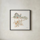 Farm Friends XIV by Lisa Audit. Shown in a sleek black glass frame for a contemporary gallery look. Available as an archival giclee rolled canvas, fine art paper, or poster print. SKU 26545a.