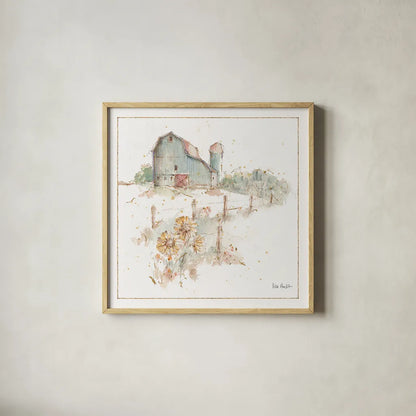 Farm Friends XIV by Lisa Audit. Shown in a natural wood glass frame for a timeless modern aesthetic. Available as an archival giclee rolled canvas, fine art paper, or poster print. SKU 26545a.