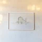 Farm Friends XIV Barn Neutral by Lisa Audit. shown as a paper print in a white frame. Available as a archival giclee rolled canvas, fine art paper, or poster print. SKU 39936i.