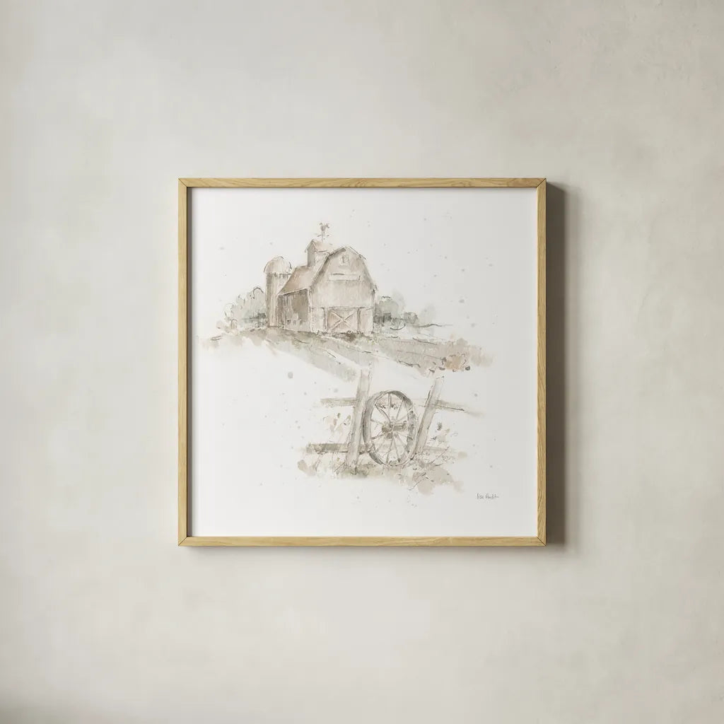 Farm Friends XV Neutral by Lisa Audit. Shown in a natural wood glass frame for a timeless modern aesthetic. Available as an archival giclee rolled canvas, fine art paper, or poster print. SKU 48159a.