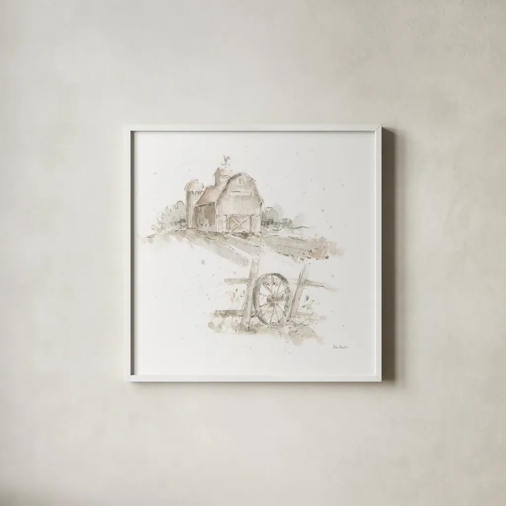 Farm Friends XV Neutral by Lisa Audit. Shown in a crisp white glass frame for a clean and minimalist style. Available as an archival giclee rolled canvas, fine art paper, or poster print. SKU 48159a.