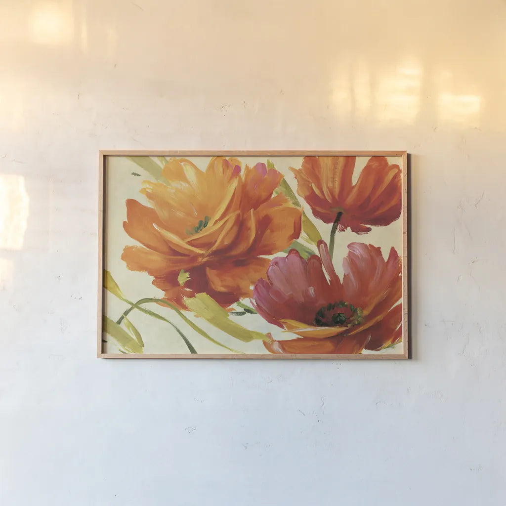 Flamboyant III by Lisa Audit. shown as a paper print in a natural frame. Available as a archival giclee rolled canvas, fine art paper, or poster print. SKU 2203i.