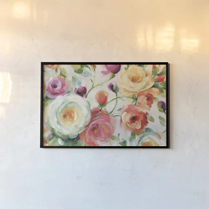 Florabundance I by Lisa Audit. shown as a paper print in a black flame. Available as a archival giclee rolled canvas, fine art paper, or poster print. SKU 33488i.
