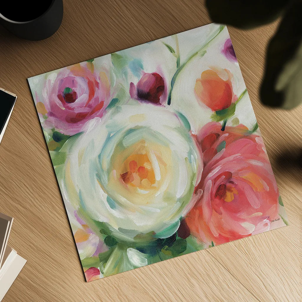 Florabundance II by Lisa Audit. Shown as a detailed flat fine art print, highlighting archival giclee quality. Available as an archival giclee rolled canvas, fine art paper, or poster print. SKU 33489a.