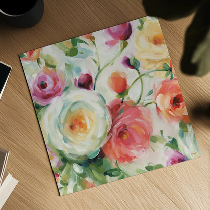 Florabundance IV by Lisa Audit. Shown as a detailed flat fine art print, highlighting archival giclee quality. Available as an archival giclee rolled canvas, fine art paper, or poster print. SKU 33491a.