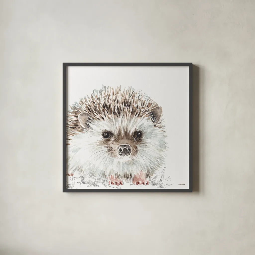 Forest Friends I by Lisa Audit. Shown in a sleek black glass frame for a contemporary gallery look. Available as an archival giclee rolled canvas, fine art paper, or poster print. SKU 42018a.