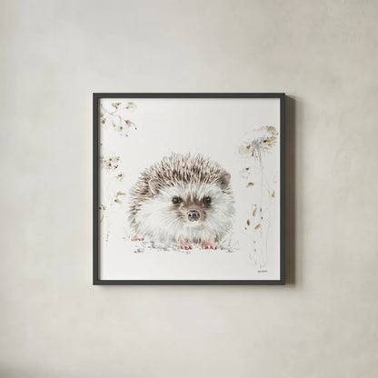 Forest Friends VII Flowers by Lisa Audit. Shown in a sleek black glass frame for a contemporary gallery look. Available as an archival giclee rolled canvas, fine art paper, or poster print. SKU 50357a.