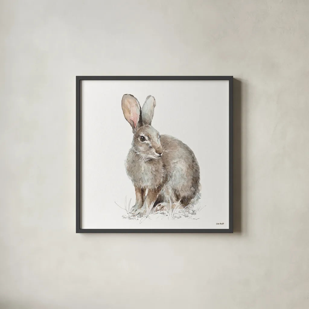 Forest Friends VIII by Lisa Audit. Shown in a sleek black glass frame for a contemporary gallery look. Available as an archival giclee rolled canvas, fine art paper, or poster print. SKU 42025a.