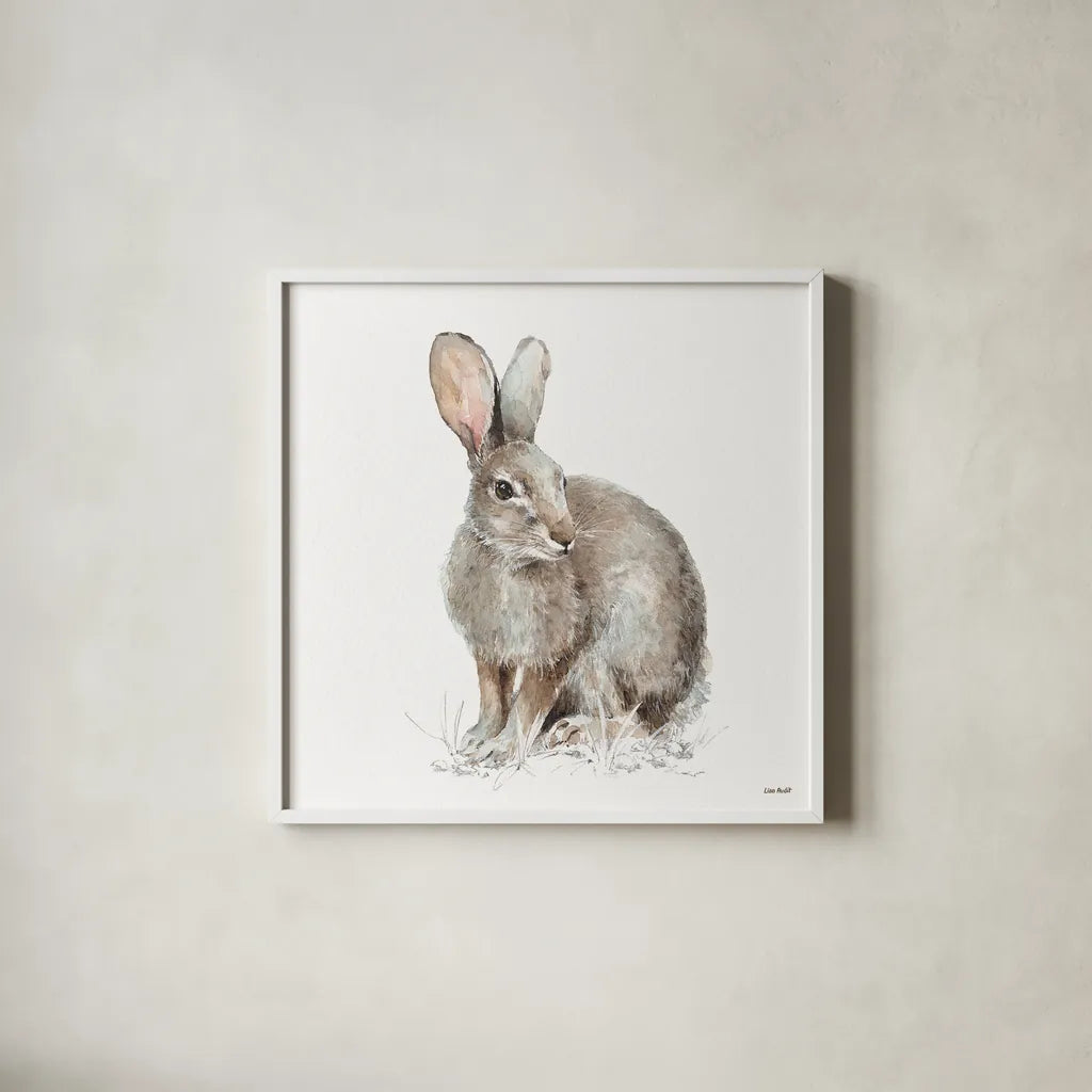 Forest Friends VIII by Lisa Audit. Shown in a crisp white glass frame for a clean and minimalist style. Available as an archival giclee rolled canvas, fine art paper, or poster print. SKU 42025a.