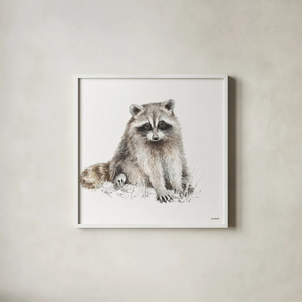 Forest Friends X by Lisa Audit. Shown in a crisp white glass frame for a clean and minimalist style. Available as an archival giclee rolled canvas, fine art paper, or poster print. SKU 42027a.