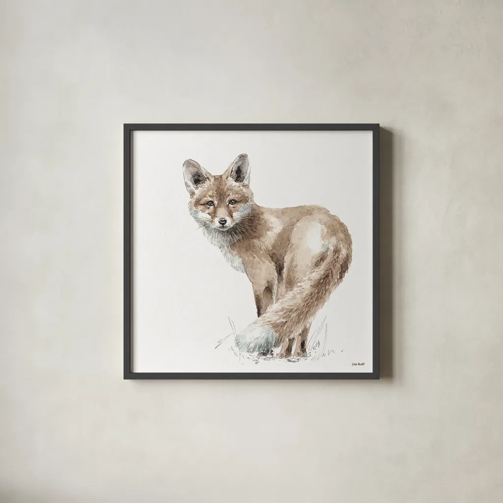 Forest Friends XI by Lisa Audit. Shown in a sleek black glass frame for a contemporary gallery look. Available as an archival giclee rolled canvas, fine art paper, or poster print. SKU 42028a.