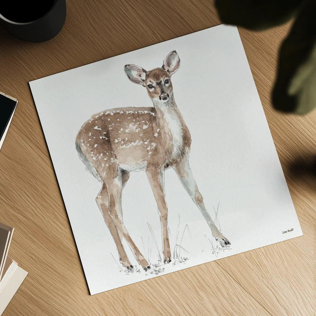 Forest Friends XII by Lisa Audit. Shown as a detailed flat fine art print, highlighting archival giclee quality. Available as an archival giclee rolled canvas, fine art paper, or poster print. SKU 42029a.