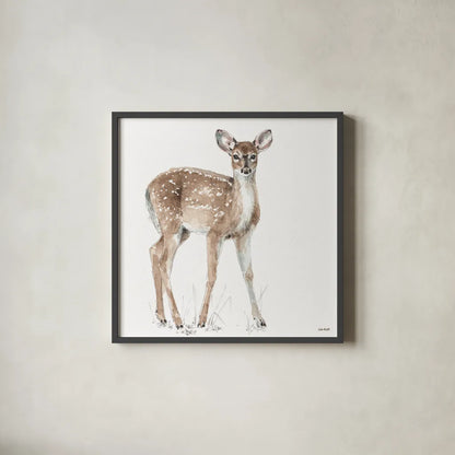 Forest Friends XII by Lisa Audit. Shown in a sleek black glass frame for a contemporary gallery look. Available as an archival giclee rolled canvas, fine art paper, or poster print. SKU 42029a.