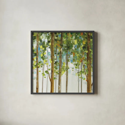 Forest Study II by Lisa Audit. Shown in a sleek black glass frame for a contemporary gallery look. Available as an archival giclee rolled canvas, fine art paper, or poster print. SKU 11274a.