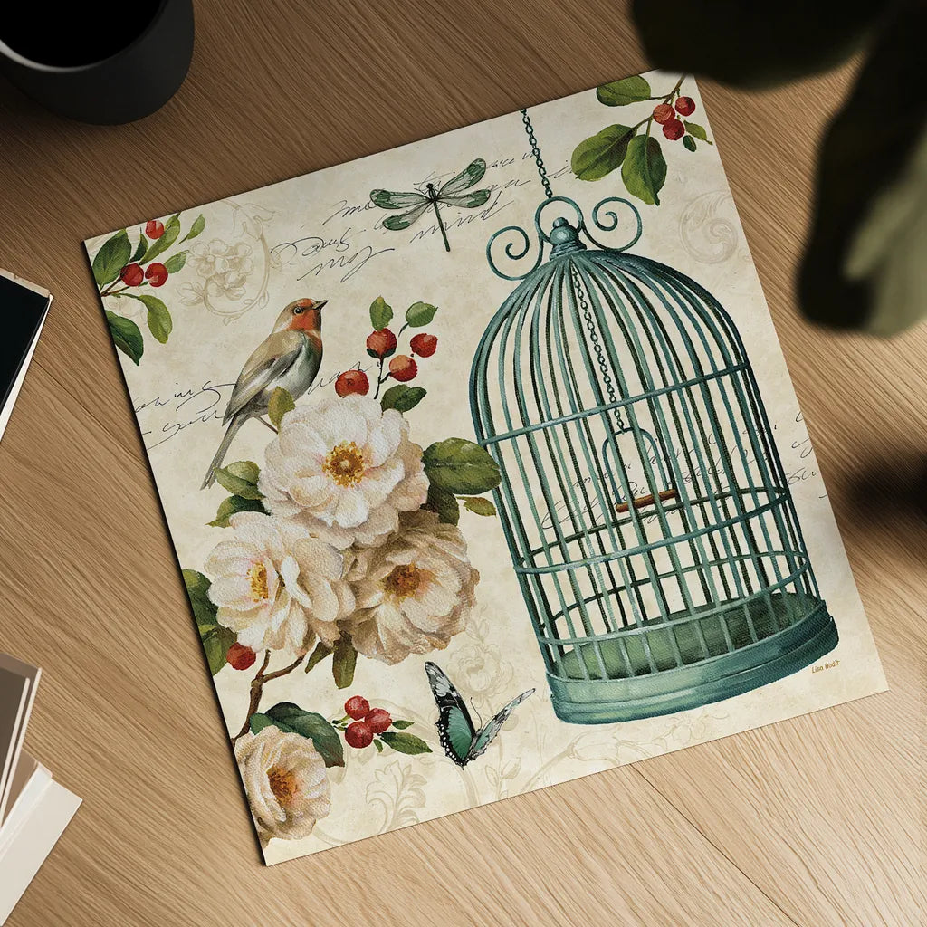 Free as a Bird I by Lisa Audit. Shown as a detailed flat fine art print, highlighting archival giclee quality. Available as an archival giclee rolled canvas, fine art paper, or poster print. SKU 11911a.