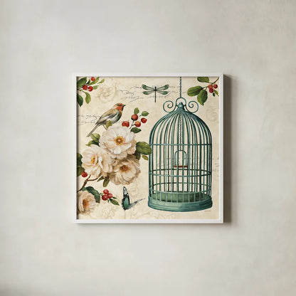 Free as a Bird I by Lisa Audit. Shown in a crisp white glass frame for a clean and minimalist style. Available as an archival giclee rolled canvas, fine art paper, or poster print. SKU 11911a.