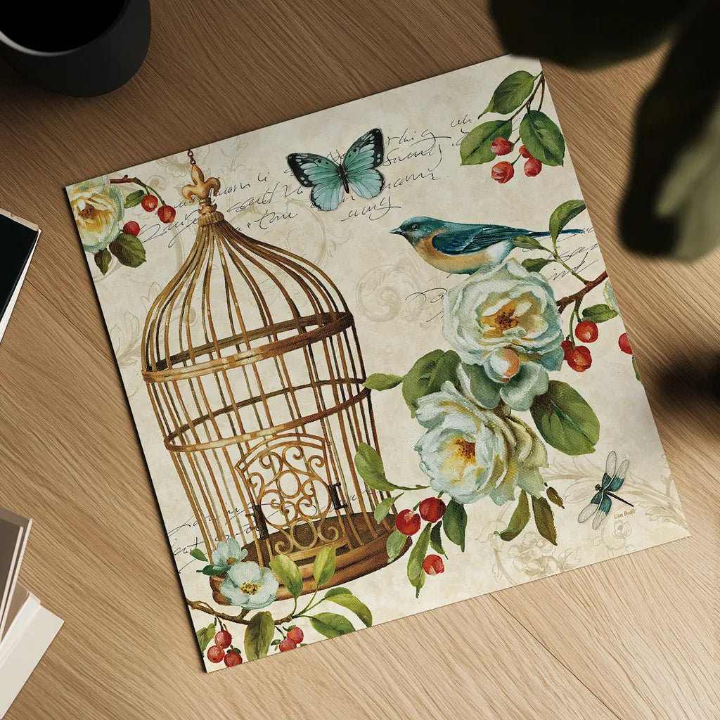 Free as a Bird II by Lisa Audit. Shown as a detailed flat fine art print, highlighting archival giclee quality. Available as an archival giclee rolled canvas, fine art paper, or poster print. SKU 11912a.