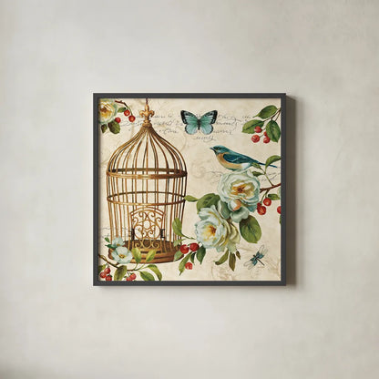 Free as a Bird II by Lisa Audit. Shown in a sleek black glass frame for a contemporary gallery look. Available as an archival giclee rolled canvas, fine art paper, or poster print. SKU 11912a.