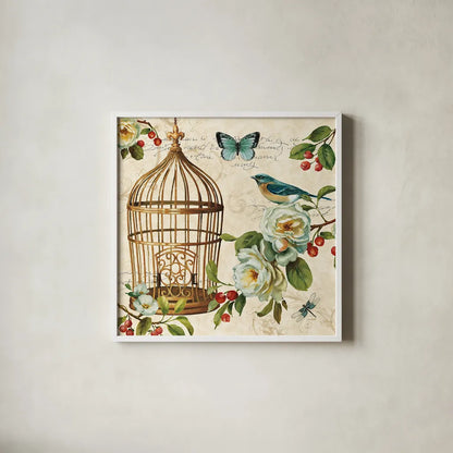 Free as a Bird II by Lisa Audit. Shown in a crisp white glass frame for a clean and minimalist style. Available as an archival giclee rolled canvas, fine art paper, or poster print. SKU 11912a.