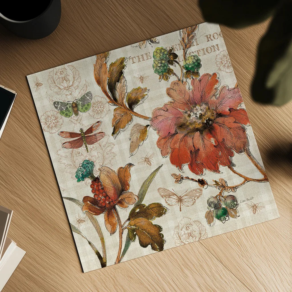 French Country V by Lisa Audit. Shown as a detailed flat fine art print, highlighting archival giclee quality. Available as an archival giclee rolled canvas, fine art paper, or poster print. SKU 15839a.