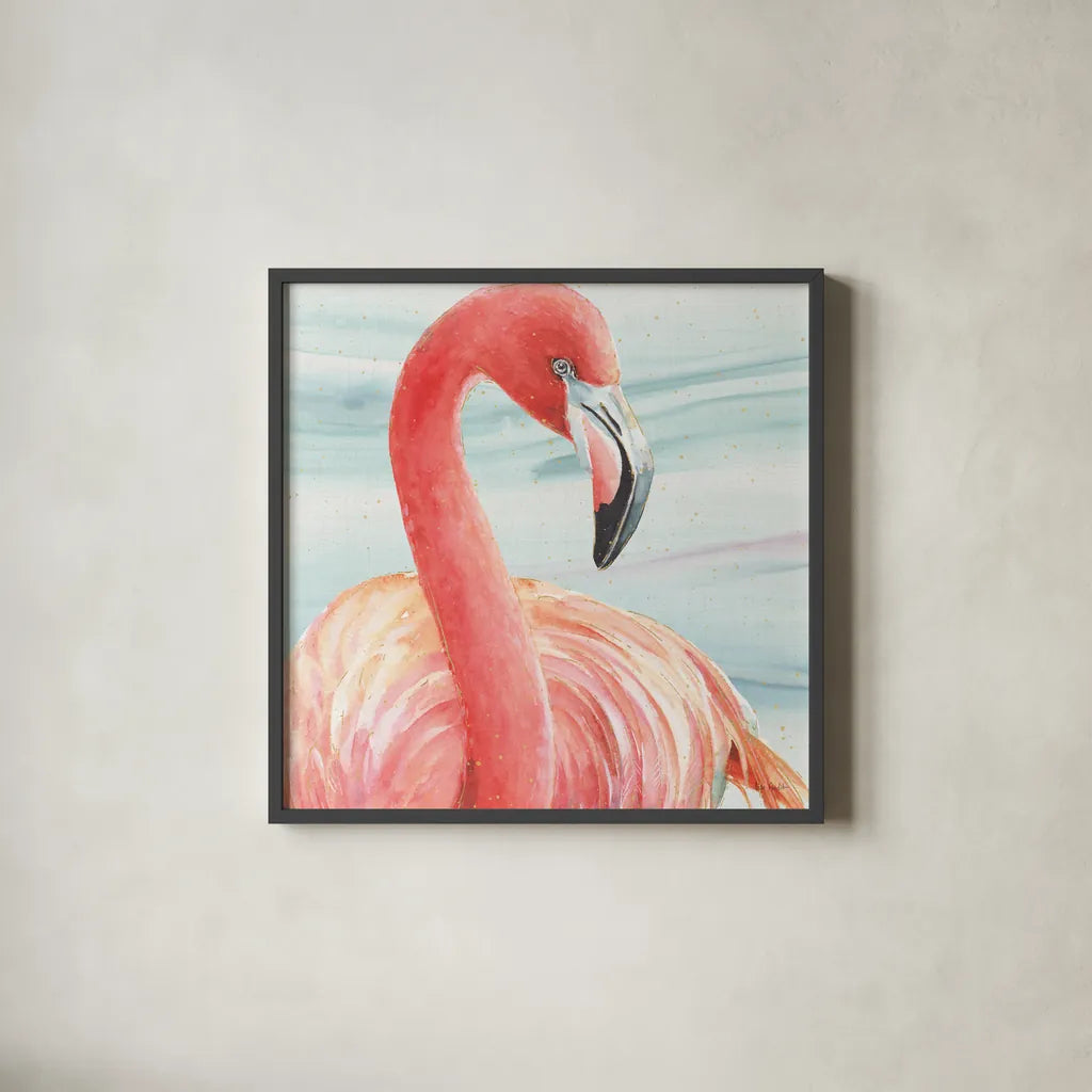 Gracefully Pink II Water Wash by Lisa Audit. Shown in a sleek black glass frame for a contemporary gallery look. Available as an archival giclee rolled canvas, fine art paper, or poster print. SKU 98661a.